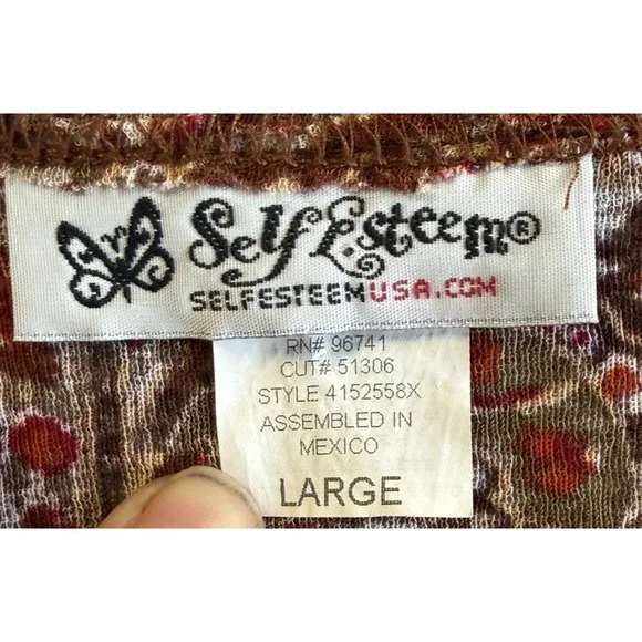 Y2K Self Esteem Paisley Asymmetrical Babydoll Top Size L Fairy Grunge Flare Slee - Picture 7 of 10